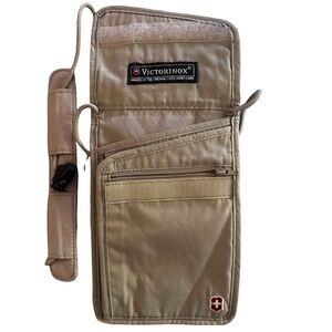 VICTORINOX Deluxe Multi-Pocket Concealed Neck Pouch 5.5”x 8” Khaki